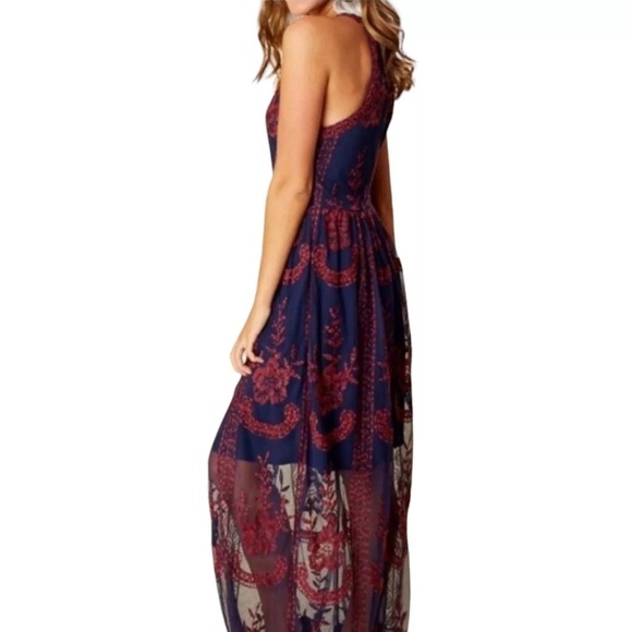 Altar'd State Dresses & Skirts - Altar’d State Onawei Embroidered Maxi Dress Plum Halter Blue Red. Great shape